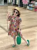 Ropa coreana para niños de verano 2024 nuevo vestido floral dulce estilo pintura al óleo estilo pastoral vestido de princesa para vacaciones