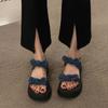 Sandalias de plataforma de una tira para mujer 2025 Verano Celebridad de Internet Nuevo Versátil Hada Lazo Antideslizante Zapatos de Playa para Mujer