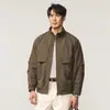 Chaqueta de trabajo funcional de color liso con cuello alto para hombre, adecuada para primavera y otoño, impermeable y a prueba de viento, con bolsillos grandes, chaqueta casual para exteriores, prenda superior para hombre
