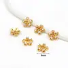 Pulsera Brazalete Separador Flor Hueca con Diamante Microincrustado Chapado en Oro de 18K Accesorios para Joyería DIY con Cuentas C21