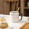 Taza de Cerámica Simple con Rayas Verticales Estilo Japonés para Uso en Casa, Taza de Oficina, Taza de Café Universal Creativa, Taza para Beber