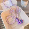 Acessórios Infantis Meninas Desenho Animado Princesa Conjunto de Colar e Pulseira com Contas Colar com Pingente de Menina Acessórios de Joias para Bebê