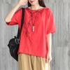 95% algodão de boa qualidade vintage flor artística bordado algodão linho camiseta verão novo gola redonda manga curta todos os jogos top feminino