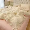 Nuevo Estilo Ins Algodón Lavado Grado A Encaje Juego de Cuatro Piezas Sábana de Algodón Puro Funda Nórdica Estudiante Dormitorio Individual Juego de Tres Piezas