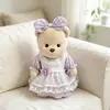 30cm Urso Articulado Médio Lina Roupas Urso Branco Boné de Bola Macacão Roupa Boneca Urso de Pelúcia Vestir