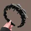 Diadema Negra con Lazos y Pedrería para Mujer, Diadema de Corona Alta con Dientes, Adecuada para Salir y Lavarse la Cara, Accesorio Versátil para el Cabello con un Toque de Lujo y Exquisito