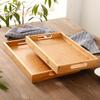 Bandeja de Bambú y Madera Bandeja Rectangular para Té Madera Maciza Hogar Juego de Té Kung Fu Bandeja para Tazas de Agua Plato de Madera Japonés para Pan Plato de Madera para Cena