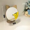 Espejo de maquillaje de alta definición, espejo de madera de dibujos animados portátil de escritorio para dormitorio de estudiante, dormitorio, tocador de casa