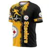 Camiseta Deportiva de Verano 3D con Estampado Digital de Equipo de la NFL Europea y Americana Transfronteriza 2024 para Hombre y Mujer, Manga Corta, Cuello Redondo