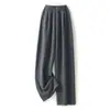 Calças femininas de lã 100% pura australiana de perna larga, outono e inverno, espessadas, cintura alta, de tricô, perna reta, fluidas, emagrecedoras, calças de outer wear