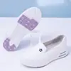 Sapatos de Enfermeira de Couro Genuíno Femininos Todas as Estações Amortecimento Duplo de Ar Fundo Plano Sola Macia Antiderrapante Respirável Não Cansam para Ficar em Pé por Muito Tempo Leves e Confortáveis
