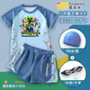 Conjunto de Roupa de Banho Masculina de Duas Peças Minecraft Creeper Secagem Rápida Tamanho Plus Size com Touca e Equipamento Completo