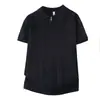 Camisa Polo Tricô Manga Curta Masculina Gola Reversível Meio Zíper Listrada Estilo Old Money Camiseta de Seda Gelada Verão Atacado de Fábrica Transfronteiriço