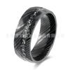 Europa y Estados Unidos anillo nuevo transfronterizo de acero inoxidable negro eléctrico 8 mm corrosión de Maanshan grano de martillo de acero ranura parcial a hierro personalidad
