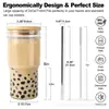 Vaso de bambú Mason de 24 oz con tapa de bambú y pajita para bebidas frías, cerveza, jugo, Amazon Foreign Trade