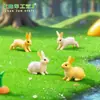 Adorno de Paisaje en Miniatura con Musgo Conejo Corriendo Conejo Sentado Decoración de Ensamblaje DIY Adorno de Planta Suculenta