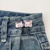 Saia Jeans Feminina Fivela na Cintura Alfinete de Segurança Anti-Exposição Broche Ajustável para Fixação na Cintura