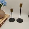 Candelabro de Cobre Negro Estilo Europeo Simple Romántico Cena a la Luz de las Velas Copa para Vela Hogar Hotel Boda Candelabro Decoración Adornos
