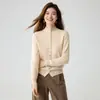 Cárdigan Nuevo de Terciopelo Cachemir Baicai Otoño/Invierno con Borde Enrollado, Suéter de Punto Cómodo Suave y Relajado de Manga Larga, Suéter de Cuello Alto