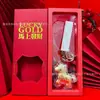 Hazte Rico al Instante Llavero de Oro Puro 999 Set de Caja de Regalo Bolso Dorado Colgante Regalo de Banco, Casa de Bolsa, Compañía de Seguros