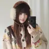 Orejeras de Peluche Dulces y Lindas de Color Contrastante con Cordones para Mujer, Nuevas Orejeras Calientes de Invierno, Calentadores de Oídos a Prueba de Viento para Ciclismo