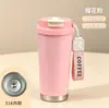 Taza térmica muy elegante para viajes y uso en la oficina, revestimiento interior de acero inoxidable 316, opción de doble bebida, con correa de asa, personalizable, taza de café al por mayor