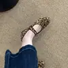 Primeiro Encontro Temporada Fundo Plano Estampa de Leopardo Camurça Sapatos de Salto Único Sapatos Femininos 2026 Primavera Verão Combinar com Saias Ballet Mary Jane Preto