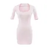 Vestido Curto Plissado Manga Média Gola Quadrada Estilo Coreano Estilo Garota Picante para Mulheres, Novo Modelo de Verão, Slim Fit, Valoriza o Corpo, Elegante, Bodycon