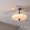 Lámpara de araña para dormitorio estilo francés medio, estilo japonés retro, tela, estilo Nanyang, lámpara para sala de estudio, calabaza romántica, lámpara para dormitorio principal