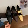 Sapatilhas Femininas Outono Bico Fino Baixo Aumento Interno Altura Retro Esculpido Uma Tira Mary Janes Feminino Fivela Brogue