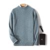 Suéter de lana pura para hombre, nuevo jersey de cuello alto medio grueso, suelto, de cachemira, de punto, de color sólido, para otoño e invierno.