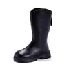 Botas Longas Outono e Inverno para Meninas, Novo Modelo 2025 Botas Longas Infantis, Botas Martin de Inverno para Meninas, Botas de Couro de Cano Alto com Forro de Lã