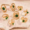 Anillo Abierto Ovalado en Espiral de Acero Inoxidable con Circonita Metálica Europeo y Americano Joyería de Mano Sencilla Elegante Nicho de Gama Alta