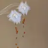 Pendientes de borla de flor de concha blanca transfronterizos europeos y americanos con perlas, pendientes de estilo de corte francés, pendientes ligeros y lujosos con un toque de alta gama