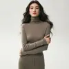 Nueva colección de otoño e invierno: Suéter de punto fino, delgado y elegante para mujer con cuello de volantes, perfecto como capa base