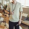 2023 Verão Estilo Chinês Masculino Algodão e Linho Camiseta Verão Solto Manga Curta Tamanho Grande Linho Camiseta Fina Manga Curta Camiseta