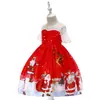 Vestido de Navidad para Piano de Estilo Nuevo Europeo y Americano Transfronterizo para Niñas con Estampado de Dibujos Animados Vestido de Danza de Rendimiento de Satén
