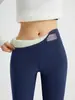 Leggings de terciopelo y engrosados de cintura alta para mujer, pantalones ajustados elásticos cálidos de invierno, pantalones de algodón ajustados que moldean el cuerpo para usar como prenda exterior