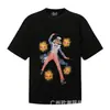 Comércio Exterior Transfronteiriço Em Estoque Derreter Conector Estilo Americano Marca Tendência High Street Retro Estampa Líquida Camiseta Casual Solta de Manga Curta