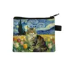 Nuevo Monedero de Gato Van Gogh Mini Bolsa de Almacenamiento Infantil Cartera Pequeña Cuadrada Bolsa Pequeña Linda para Niños