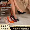 Zapatos de alta gama en stock transfronterizos, zapatos de mujer de talla grande en talla europea, sandalias de punta hueca, tacones de plataforma de punta fina