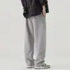 Ninpure Otoño e Invierno Nuevo Retro Japonés Hoja Pequeña Curva Pierna Ancha Pantalones de Chándal Hombres Holgado Recto Deportivo Casual Pantalones Largos