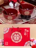 Cuenco de Boda, Dote de Novios, Taza de Té, Cuenco de Cerámica, Juego de Palillos y Cuchara, Suministros de Boda