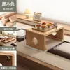 Mesa pequena de janela, mesa kang de madeira maciça, mesa de chá tatami, conjunto de três peças de mesa de centro, escrivaninha baixa para peitoril de janela, mesa kang de chão para quarto