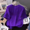Camiseta de Verano Holgada de Color Sólido con Mangas Cortas y Cuello Redondo Elegante para Niños Pequeños