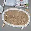 Novos Jogo Americano Redondo de Palha Estilo Japonês, Jogos Americanos de Jantar de Alta Qualidade, Porta-Copos, Tapetes de Isolamento Térmico para Louças, Tapetes Decorativos de Frutas