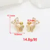 Aretes de Cobre Chapados en Oro con Engastes Vacíos Hechos a Mano, Mariposa, Corona, Flor, Colgante Cuadrado, Brocado de Canción, Base de Jade Imitación para Joyería DIY