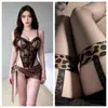 Lencería sexy push-up con aros, estampado de leopardo, conjunto de una pieza fácil de quitar, uniforme, deseo puro, conjunto coqueto de dormir qqny