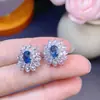 Brincos de Topázio Azul Natural Puro de Londres 5*7mm Prata 925 Finamente Incrustados Suprimento para Lives do Tiktok