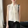 Nuevo Chaleco de Georgette con Cuello en V, Protección Solar, Sin Mangas, Fluido, Cinta, Color Sólido, Top Delgado, Nuevo para Primavera/Verano 2026